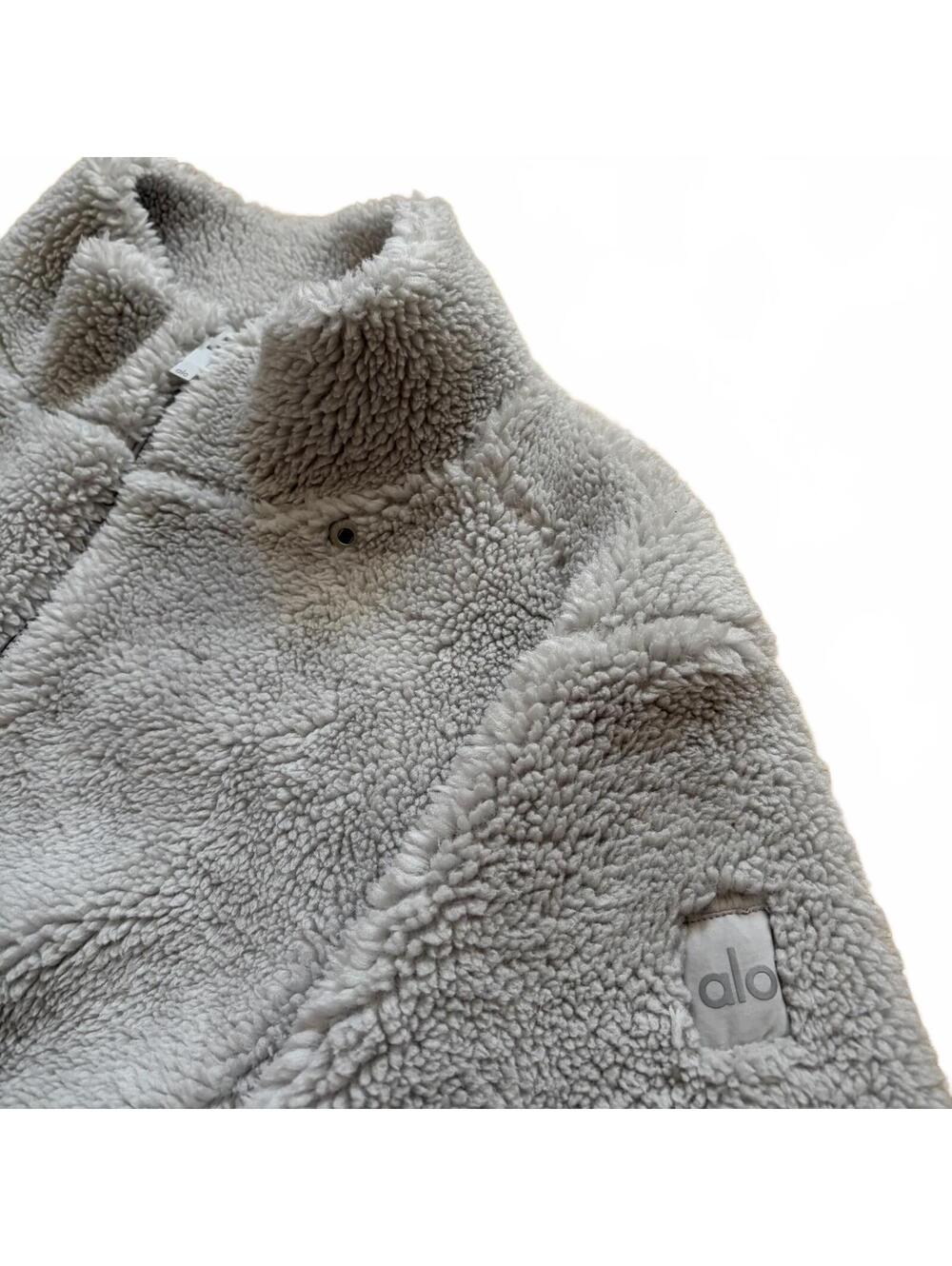 Alo Yoga Foxy Sherpa Jacket Fleece Zip Up Gray Women's Size Small **No Hood** - Picture 5 of 5